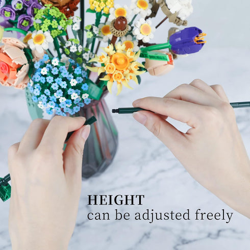 QLT Mini Bricks Flower Bouquet Building Sets, Artificial Flowers, DIY Unique Decoration Home, 680 Pieces Botanical Collection for Ages 8-12 yrs Ol...