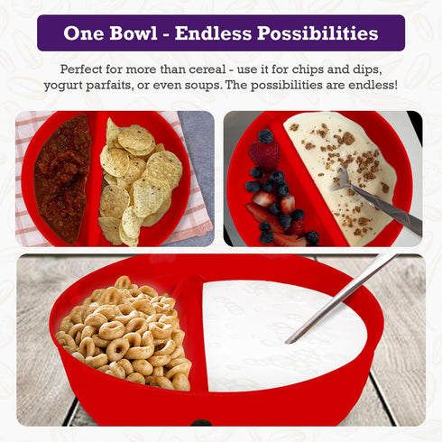 Just Solutions Crunch Anti-Soggy Cereal Bowl - Keeps Cereal Fresh & Crunchy | BPA Free | Microwave Safe | Ice Cream & Topping, Yogurt & Berries, F...
