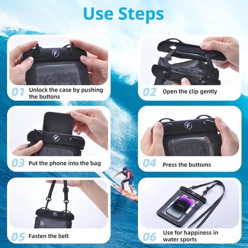 seynli Double Space Waterproof Phone Pouch - Waterproof Phone Case with Lanyard Support up to 8.0'', Water Proof Phone Case Floating Compatible wi...