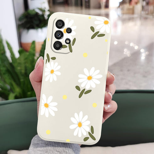 for Samsung Galaxy A53 5G Case Side Creative Design Soft Silicone Drop Protective Flower Case for Samsung A53 5G-Daisy White...