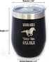 Horses Keep Me Stable - Wine Tumbler with Sliding Lid - Stemless Stainless Steel Insulated Cup - Funny Gifts for Horse Lovers - Black...
