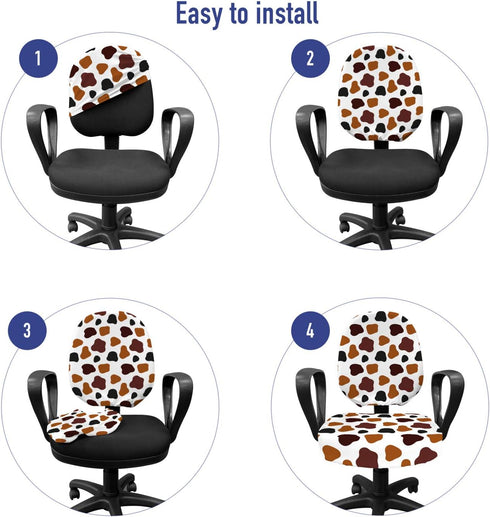 Ambesonne Cow Print Office Chair Slipcover, Cow Skin Animal Abstract Spots Milk Dalmatian Barnyard Camouflage Dots, Protective Stretch Decorative ...