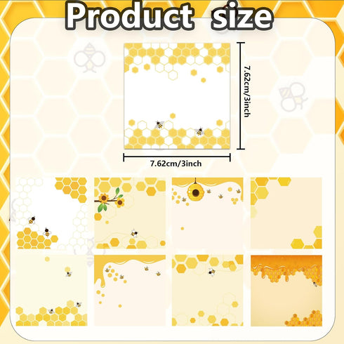 9 Pieces Bee Sticky Notes 3x3 Inch Cute Bee Note Pads Adesive Bee Memo Notes for School Office Home Supplies Students Teachers Gift...
