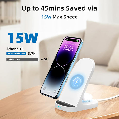 2 in 1 Charging Station for multi Devices, Wireless Charger Station for iPhone 15 14 13 12 Pro/Pro Max/Plus/Mini and Sumsung Pixel android wireles...