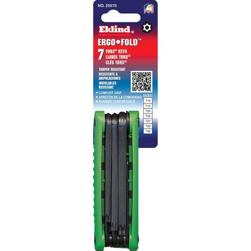EKLIND 25570 Ergo-Fold Fold-up Security (tamper resistant) TORX star - 7pc set T10-T40...