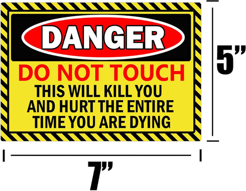 Do Not Touch Stickers 'DO NOT Touch" Danger Warning Labels 5 x 7 Inch - This Will Kill You Electrical Shock Hazard High Voltage Electrocution Viny...