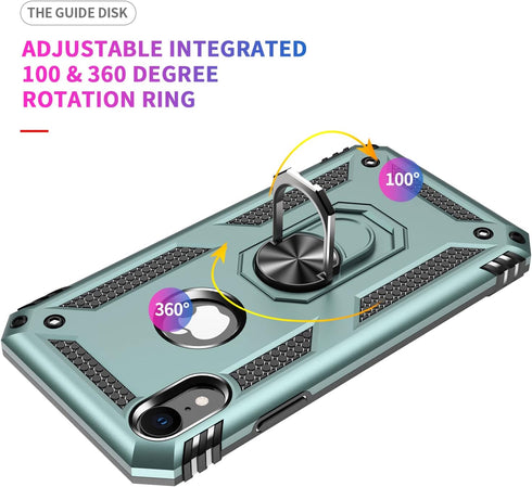 SunStory Compatible with iPhone XR Case with HD Screen Protector, Phone Case with Magnetic Ring Kickstand for iPhone XR 2018,Green...