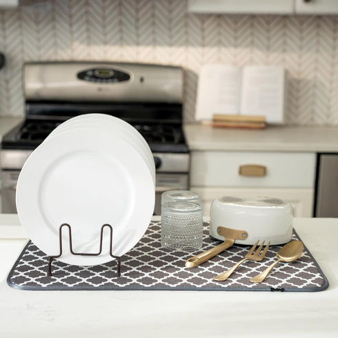 S&T INC. Dish Drying Mat XL, 18” x 24”, Absorbent Microfiber Kitchen Counter Mat, Dish Drying Pad for Dishes, Utensils, Pots and Pans, Extra Large...