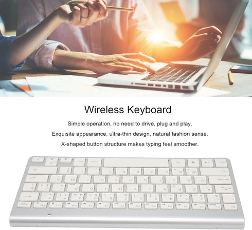 ASHATA Wireless USB-C Keyboard, 2.4g Portable Bilingual Keyboard (French-English), Slim Design for Desktop, Laptop, Tablet...