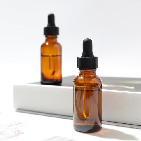 Magic Season Boston Round Glass Bottles (Amber/ 1 fl oz. with Droppers/ 2 Pcs)...