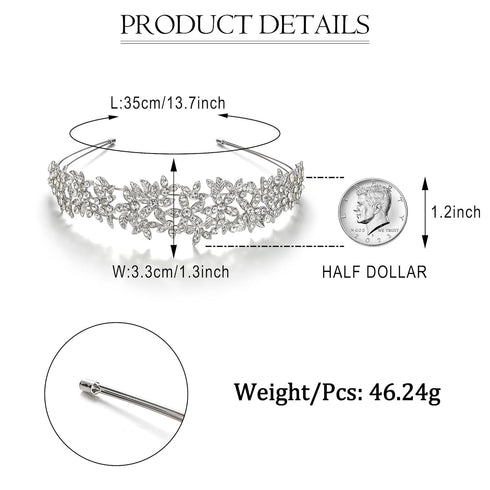 EVER FAITH Women's Austrian Crystal Wedding Flower Cluster Hair Band Clear Silver-Tone...
