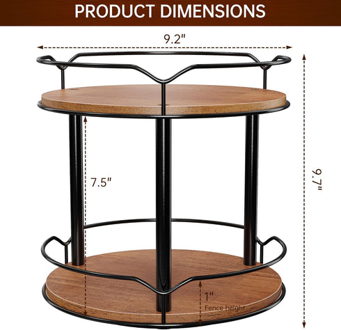 Lazy Susan Organizer 2 Tier - Turntable Spice Rack for Table Top, Wooden Rotating Lazy Susan for Cabinet Pantry Kitchen Countertop Dining Table Cu...
