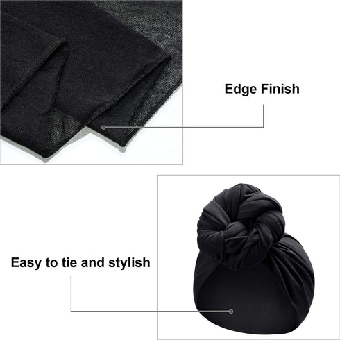 SATINIOR 2 Pieces Stretch Head Wrap Scarf Stretchy Turban Long Hair Scarf Wrap Solid Color Soft Head Band Tie for Women (Black, Grey)...