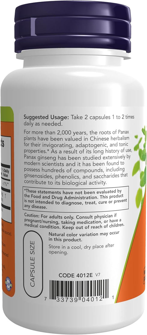 NOW Supplements, Panax Ginseng (Root) 500 mg, Adaptogenic Herb*, 100 Veg Capsules...