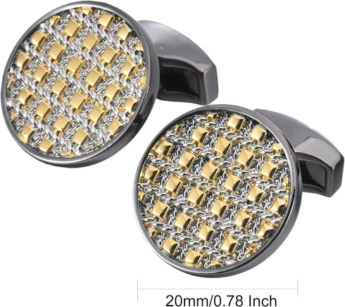 Round Black Tone Round Men's Cufflinks In Gift Case Classic Black Metal Cufflinks for Men for Wedding Party Business Birthday Anniversary Dress...