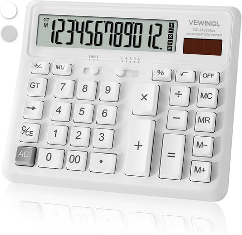 Desk Calculator 12 Digit, Large Computer Keys,Desktop Dual Power Battery and Solar, Calculator with Large LCD Display for Office,School, Home & Bu...