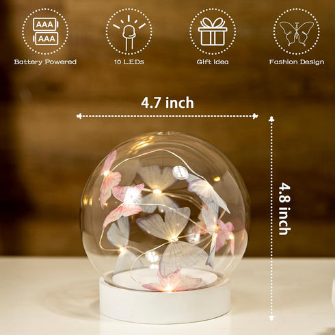 Butterfly Lamp Battery Operated, Battery Powered Butterfly Lamp for Tabletop, Decorative Table Lamp Led Night Light, Small Cordless Lamps Girls Wo...