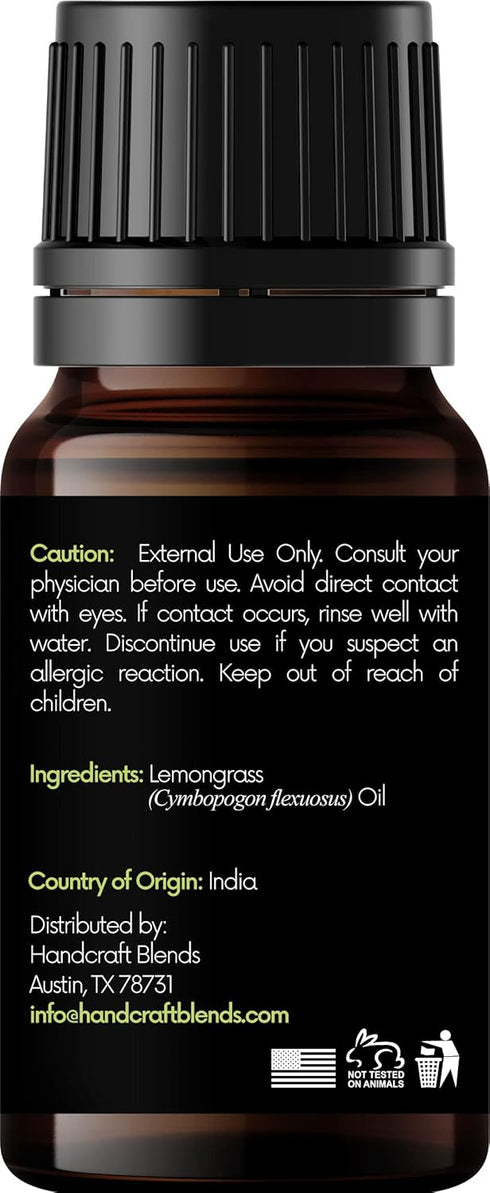 Handcraft Blends Lemongrass Essential Oil - 100% Pure and Natural - Premium Grade Essential Oil for Diffuser and Aromatherapy - 0.33 Fl Oz...