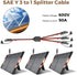 SAE Y Splitter 10AWG SAE Connector 1 to 3 Extension Cable with SAE Polarity Reverse Adapter Quick Disconnect Connector for Solar Battery Connectio...