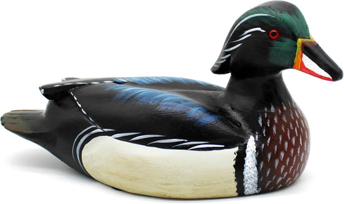 CVHOMEDECO. Primitives Hand Engraving and Painted Wood Wild Duck Farmhouse Figurine Mallard Decorative Accent, 10-1/2 Inch...