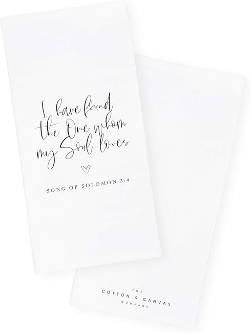 The Cotton & Canvas Co. I Have Found The One Whom My Soul Loves, Song of Solomon 3:4 Scripture, Bible, Religious, Soft and Absorbent Tea Towel, Fl...