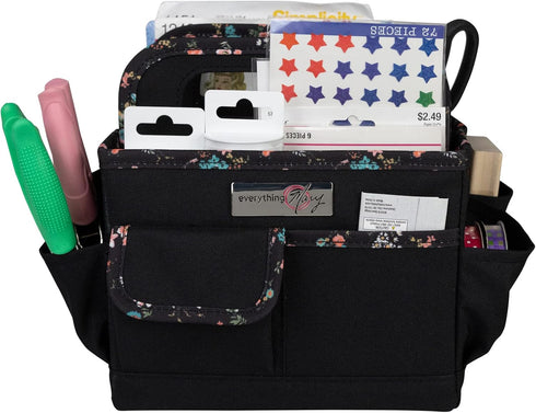 Everything Mary Craft Caddy, Black & Floral - Art Storage for Supplies & Crafts - Supply Organizers Tote for School Classroom, Office, and Home - ...