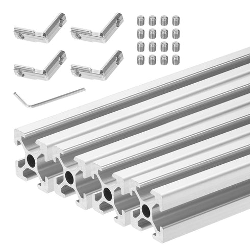 uxcell 4 Pcs T Slot 2020 Aluminum Extrusion Profile European Standard 200mm x 20mm Linear Rail Extrusion Frame for 3D Printer, CNC, DIY (Silver To...