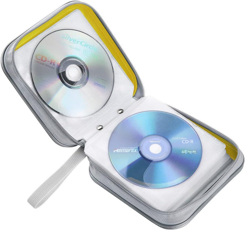CD Case, 40 Capacity CD/DVD Case Holders Wallet Hard Plastic DVD Disc Cases Storage Binder for Car Home Office Travel (Yellow)...