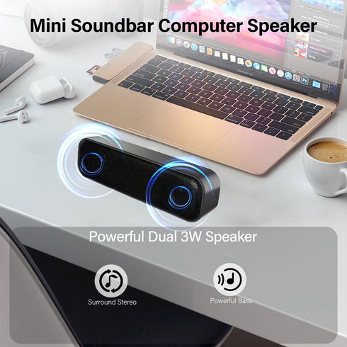 ZETIY Updated Computer Speaker, USB Powered Speaker for Desktop,Windows PC,Mac. Portable Mini Sound bar-Plug and Play with Volume Control and Mute...
