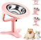 Elevated Cat Bowls Adjustable Cat Bowl Stand,Non-Slip Raised Cat Bowls Stainless Steel Raised Cat Bowls with 15°Tilted Stand for Cats and Puppy Pi...