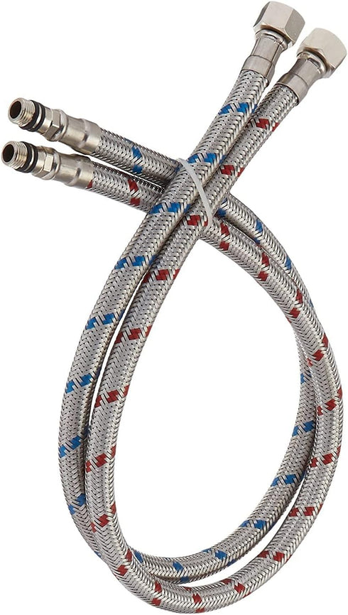 16-Inch Long Faucet Connector Braided Stainless Steel Supply Hose 3/8-Inch Female Compression Thread x M10 Male Connector, x 2 Pcs (1 Pair)...