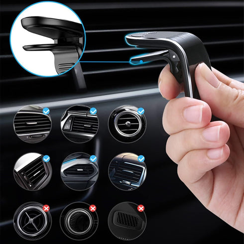 1Pc Black Universal Phone Holder Clip Car Air Vent Magnetic Mount Holder Bracket for Cell Phone GPS Suporte Celular Car Phone Holder, Cell Phone A...