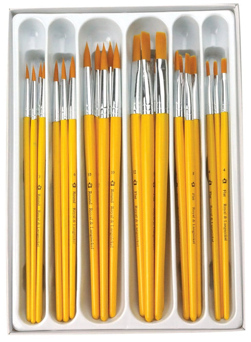 Royal Brush Taklon Hair Classroom Value Pack, Assorted Size, Pack of 30 - 1289617...