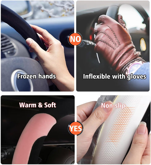 Steering Wheel Cover Deluxe Steering Wheel Protector for Cars MPV SUV Van Pickup Truck 14.5-15 inch (Yellow)...