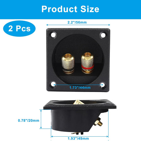 2-Way Speaker Box Terminal Cup, 2.2 Inch Square Stereo Screw Cup Connectors, Home Stereo Screw Cup Connectors, Pack of 2...