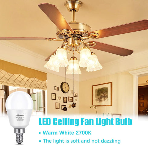 LED Ceiling Fan Light Bulbs 40W Equivalent 120V LED Candle Holder Bulb, 5W 2700K Warm White Used for Chandeliers, Ceiling Fan Lights, Wall Chandel...