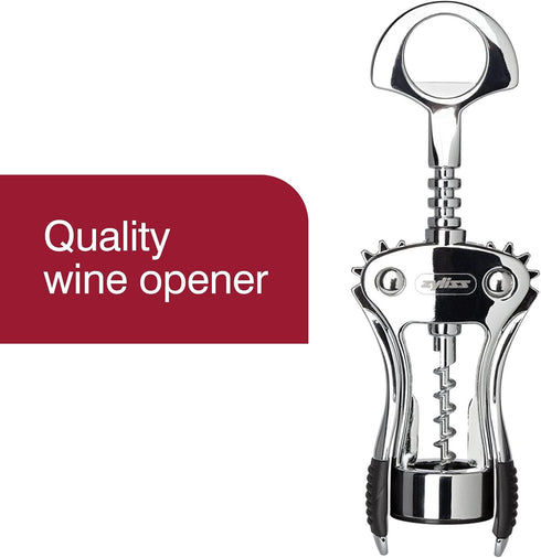 Zyliss Stainless Corkscrew & Bottle Opener - Wine Corkscrew & Beer Bottle Opener with Rubber Handles - Dishwasher-Safe Kitchen Tool & Gadget...