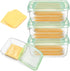 4 Pack Sliced Cheese Container for Fridge, Butter Block Cheese slicer Holder with Lids, Airtight Plastic Storage Box for Keeps Deli Cheese Fresh L...