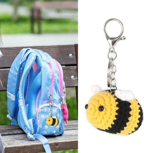 BIBABLYKE Personalized Cute Bees Pendant Crochet Keychain Lucky Funny Bees Charm Keyring Women Beautiful Pendant Keyholder Gift Cotton/Alloy...