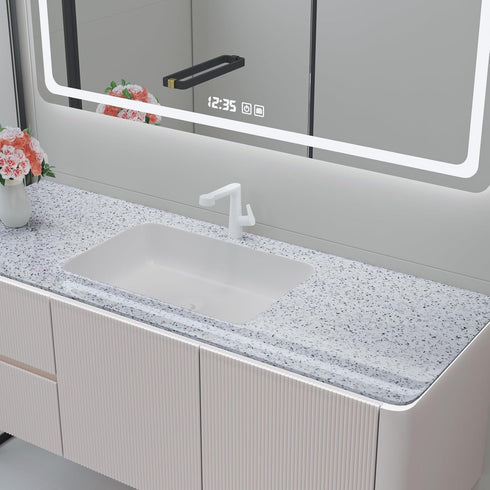 White Granite Marble Contact Paper Glossy Terrazzo Marble Wallpaper for Bathroom Kitchen Countertops Removable Waterproof Self Adhesive Granite Ma...