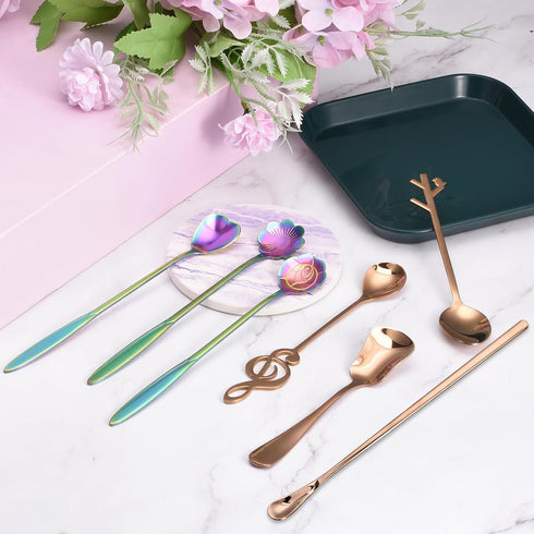 uxcell 6Pcs Stainless Steel Music Note Coffee Spoon Mini Tableware Dessert Spoons Stirring Mixing Spoon for Tea Coffee Cake, 6 Inch Silver...