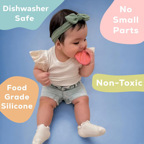 Mexican Baby Teether, Silicone Teething Toy for Teeth Relief, Soothing Grip for 3+ Months, BPA-Free (Concha)...