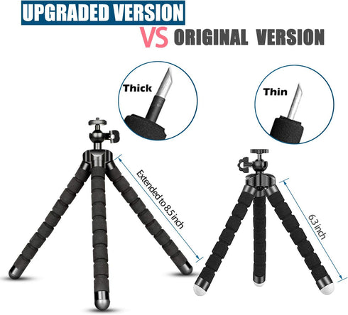 Phone Tripod Mini Flexible Adjustable Cell Phone Tripod Stand Holder with Remote and Universal Clip for iPhone 15 14 13 12 Pro Max 11 Mini 10 XR X...