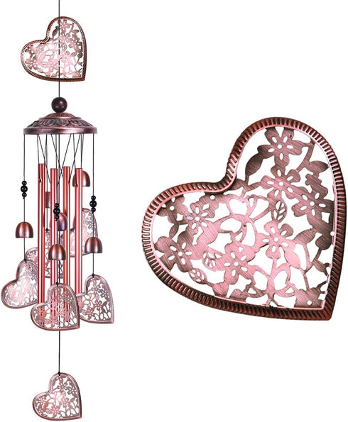 Garden Loving Heart Wind Chimes Outdoor Indoor Decor, Hand-Made Heart Musical Wind Chime, Mobile Wind Catcher Romantic Wind-Bell for for Home, Mom...