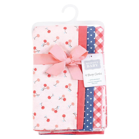 Hudson Baby Unisex Baby Cotton Flannel Burp Cloths, Cherry Sweet, One Size...