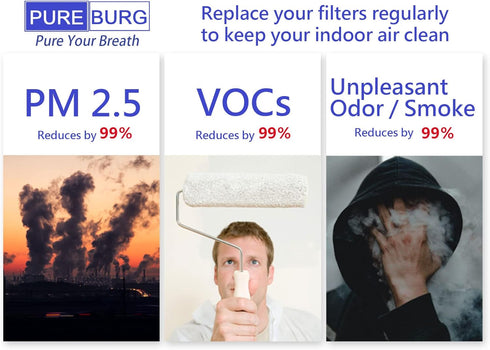 PUREBURG HPAF60 True HEPA Replacement Filter Set Compatible with Holmes Filter B Fits HPAF60 HAPF600 HAPF60 HAPF600D-U2 HAP8650B HAP8650B-NU Biaon...