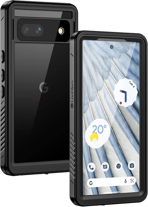 Lanhiem Pixel 7a Case, IP68 Waterproof Dustproof, Built-in Screen Protector, Rugged Full Body Shockproof Phone Case for Google Pixel 7a, Black/Cle...