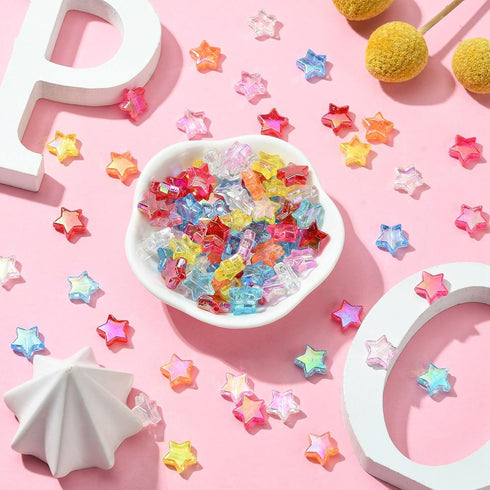 LiQunSweet 280 Pcs 8-Colors Transparent Acrylic Star AB Color Spacer Beads Charms Kit for DIY Jewelry Craft Making Necklace Bracelet Supplies - 10...
