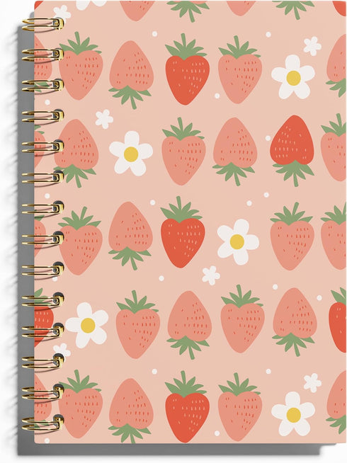 Strawberry Notebook Journal, Strawberry Office Supplies, Aesthetic Spiral Notebook Journal for Women, Cute Composition Notebook, Hardcover Spiral ...