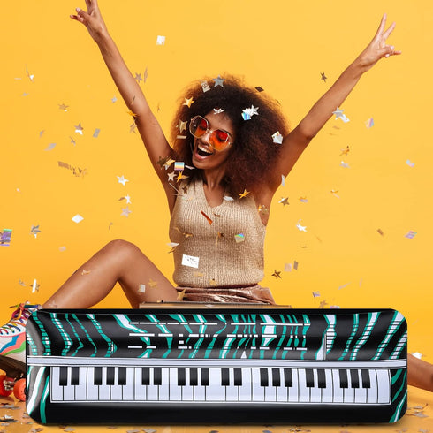 2 Pcs Inflatable Keyboard Piano Rock Star Toys Inflatable Party Props Electric Blow up Keyboard Piano Rock and Roll Party Decorations for Kids 80s...